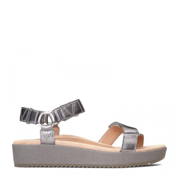 Vionic Adjustable Ankle Strap Kayan Sandal Wedges - Pewter - Picture 2 of 6